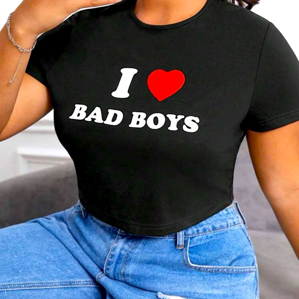 I love bad boys crop tee